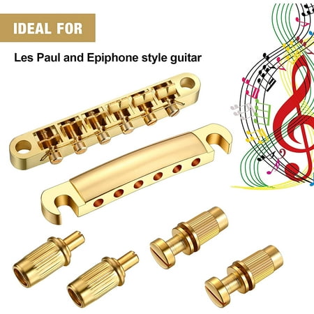Gold 1 Set Bridge Tailpiece and 1/4 inches 6.35 mm Rectangular Mono Guitar Output Jack Plate Input Socket for Guitar Replacement Gold 1 Set Bridge Tailpiece and 1/4 inches 6.35 mm Rectangular Mono Guitar Output Jack Plate Input Socket for Guitar Replacement